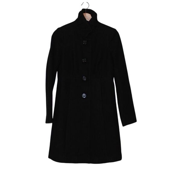 J. Crew Black Wool Blend Button Front COAT Women's Size 0 - Picture 1 of 9